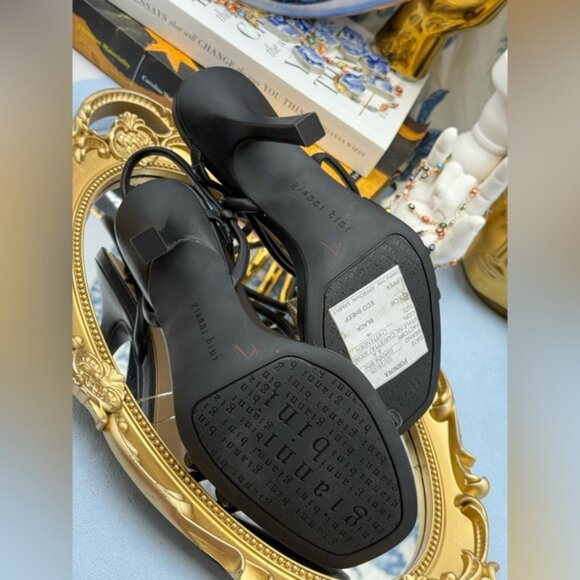 🆕 GIANNI BINI 🧿 NWOB Carletta Lip Ornamented Sandals, Black Leather, Sz 7 - Picture 15 of 16